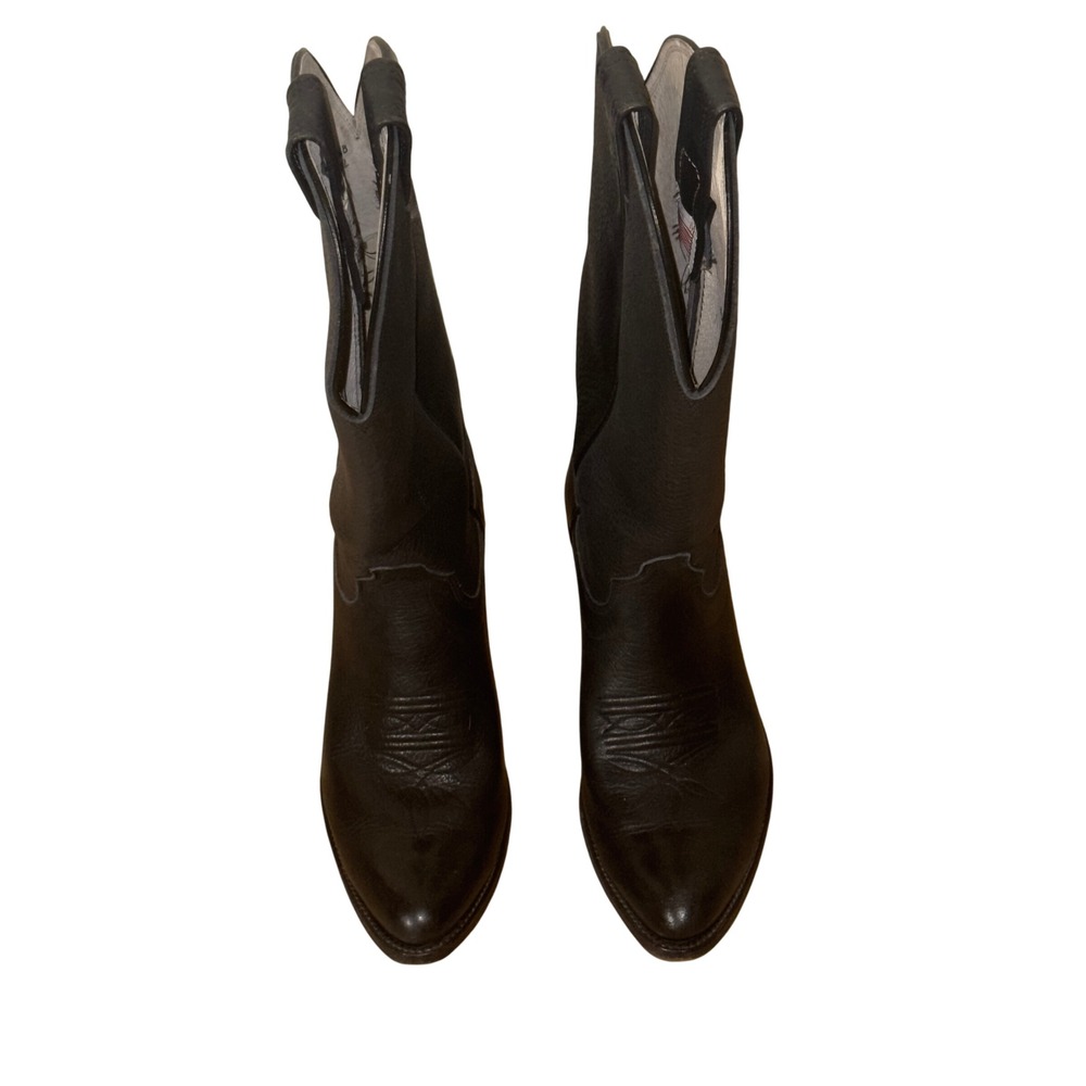 Olathe Vintage Black Leather‎ Cowboy Boots Western Made in USA Womens Size 8.5 B